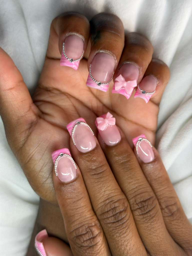 Pink French with contrasting pink tiger stripes