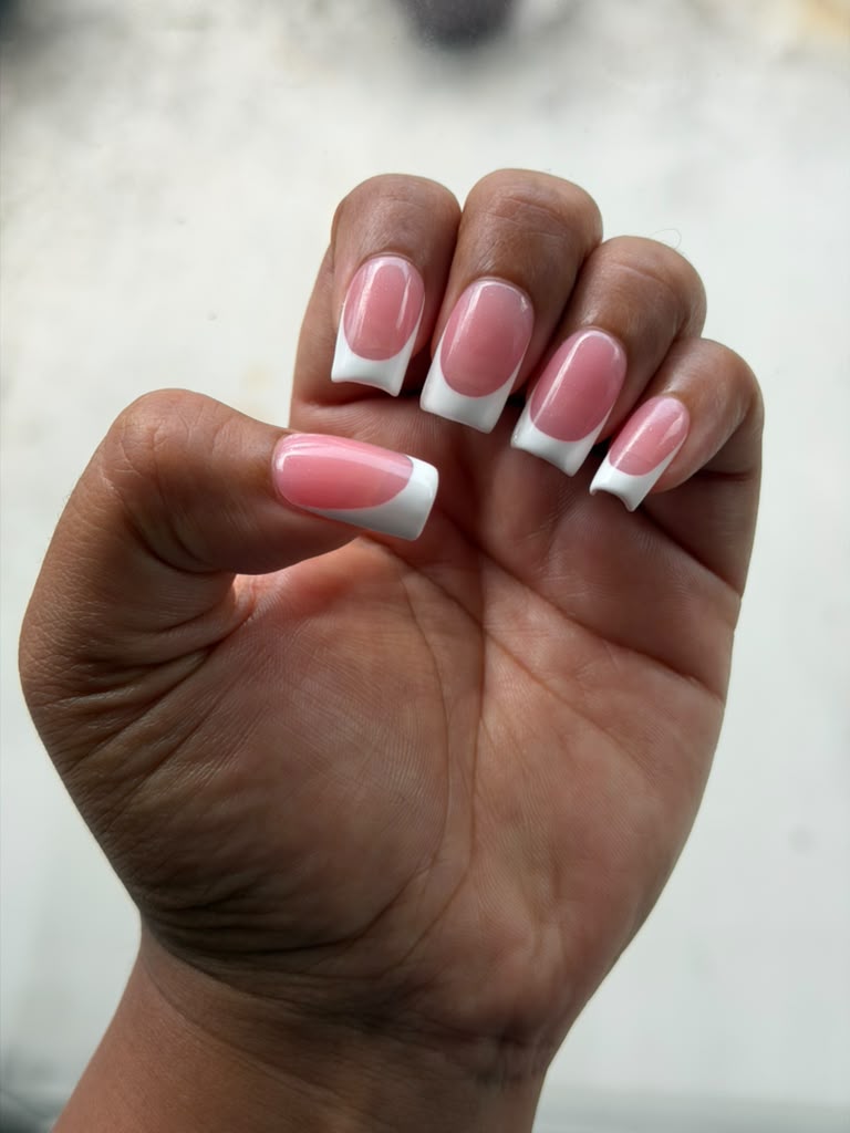 YassNails Pink Champagne French press-on nails on hand