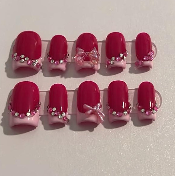 Short Sculpted Pink on pink French