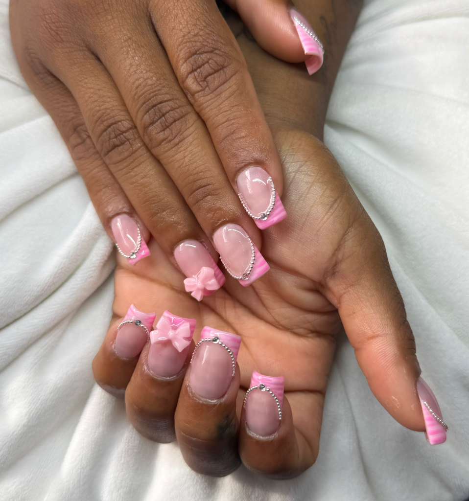Pink French with contrasting pink tiger stripes