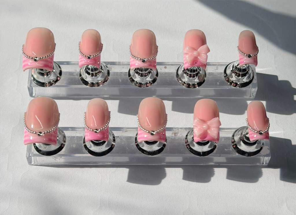 Pink French with contrasting pink tiger stripes