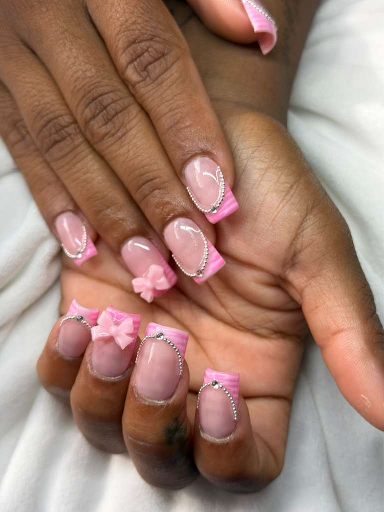 Pink French with contrasting pink tiger stripes
