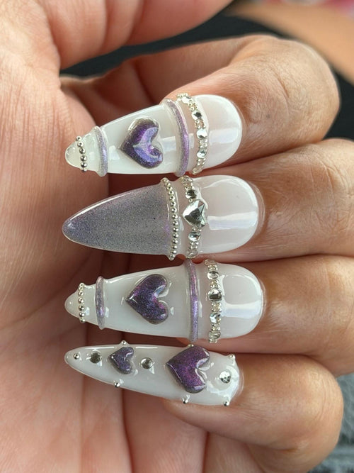 Long Almond with Purple Cateye and 3D Art